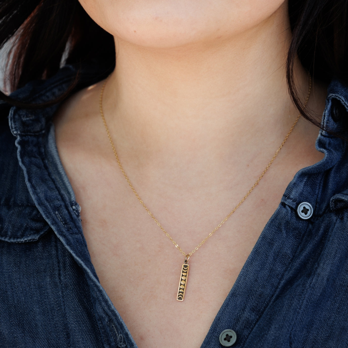Gold Vertical Moon Phase Necklace